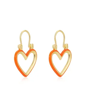 Mini Heartbreaker Hoops- Neon Orange- Gold