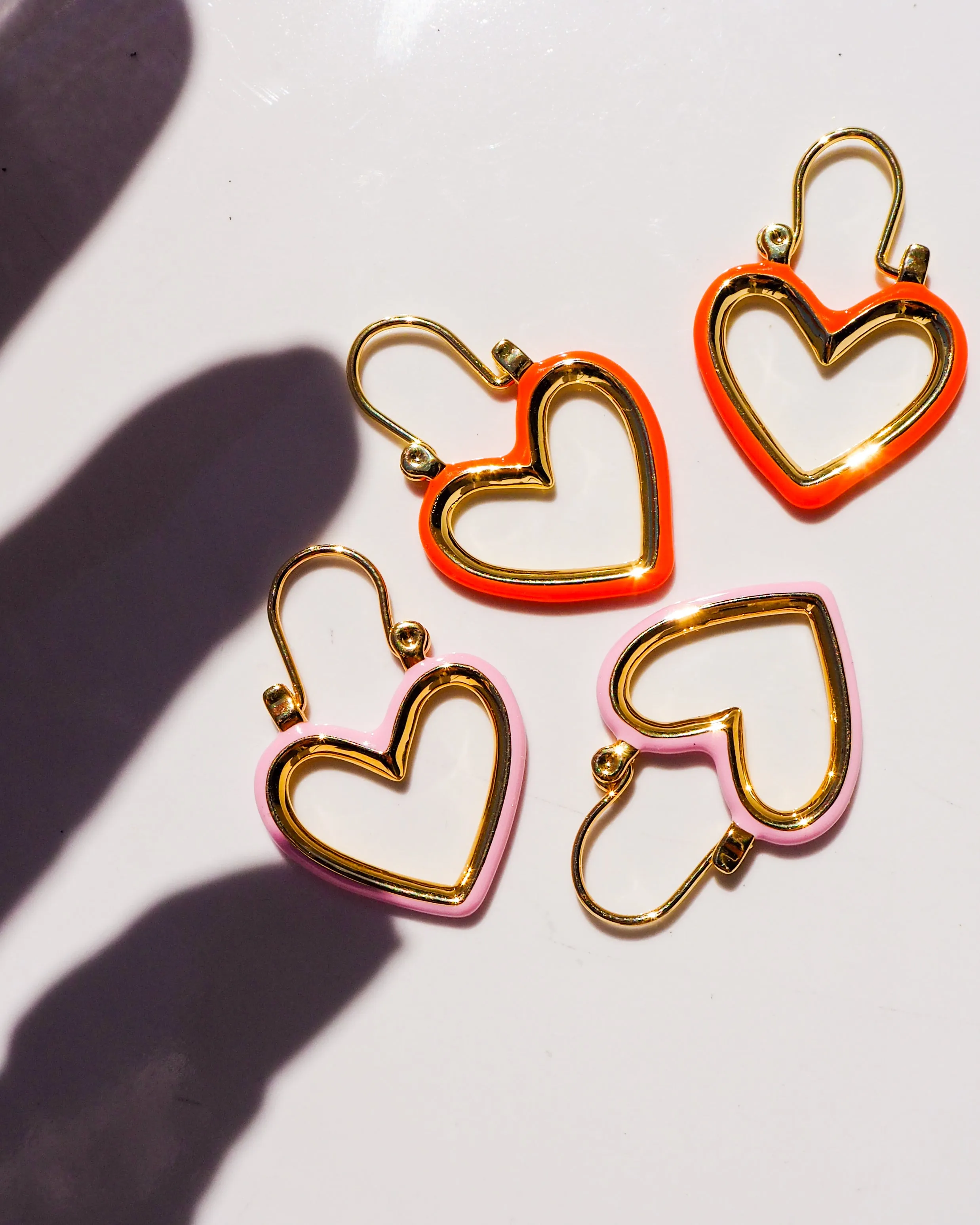 Mini Heartbreaker Hoops- Neon Orange- Gold