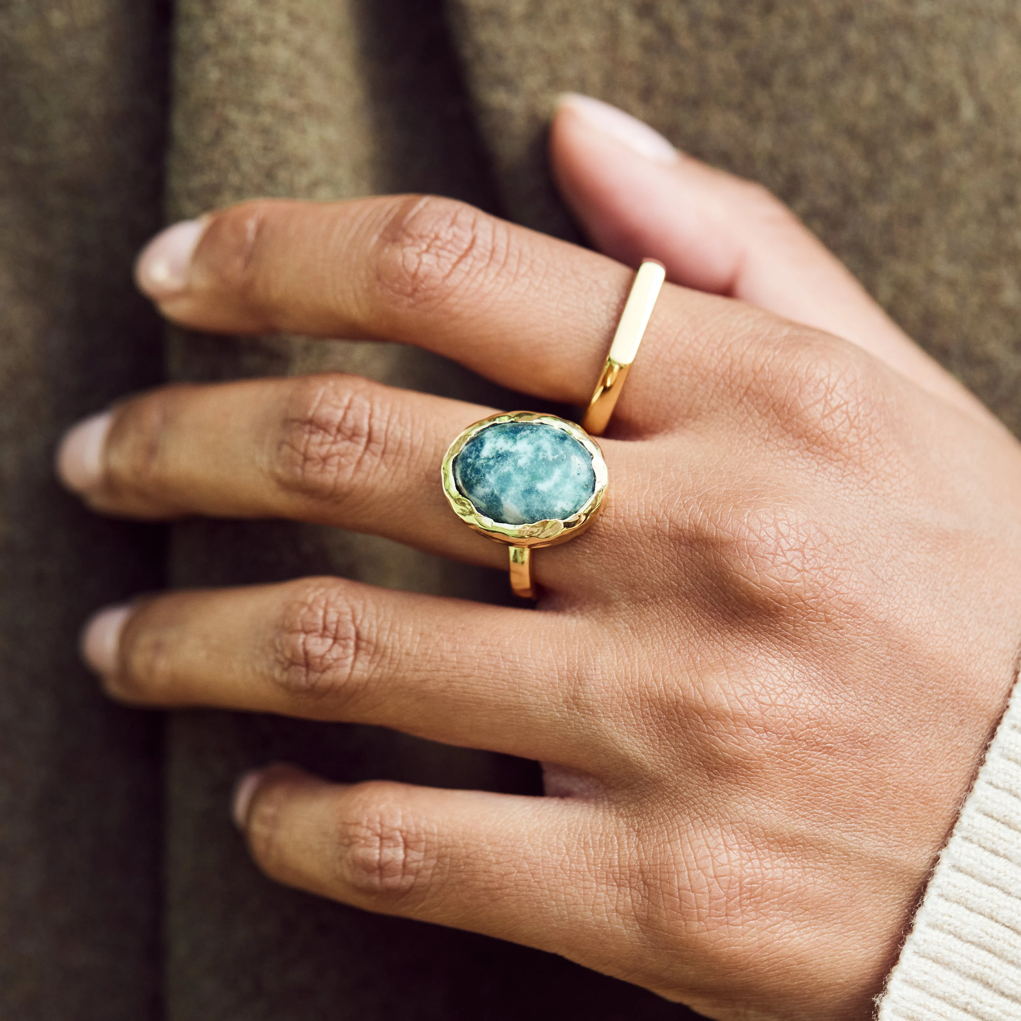 Molten Organic Snowflake Jade Ring