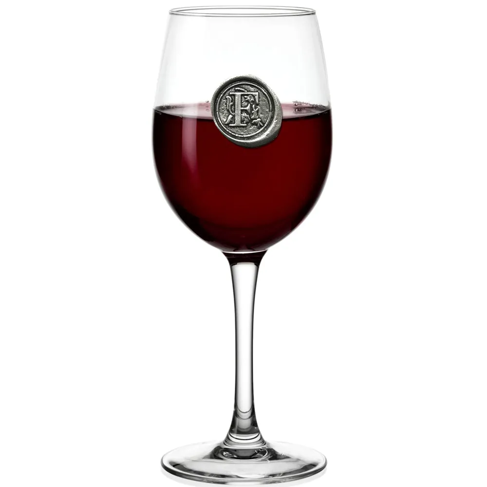 Monogram Wine Glass Personalised Gift With Pewter Initial