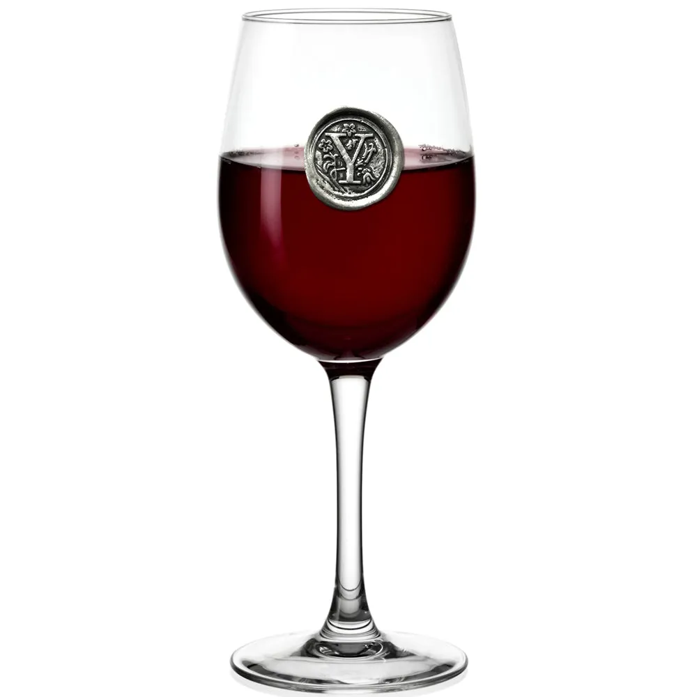 Monogram Wine Glass Personalised Gift With Pewter Initial