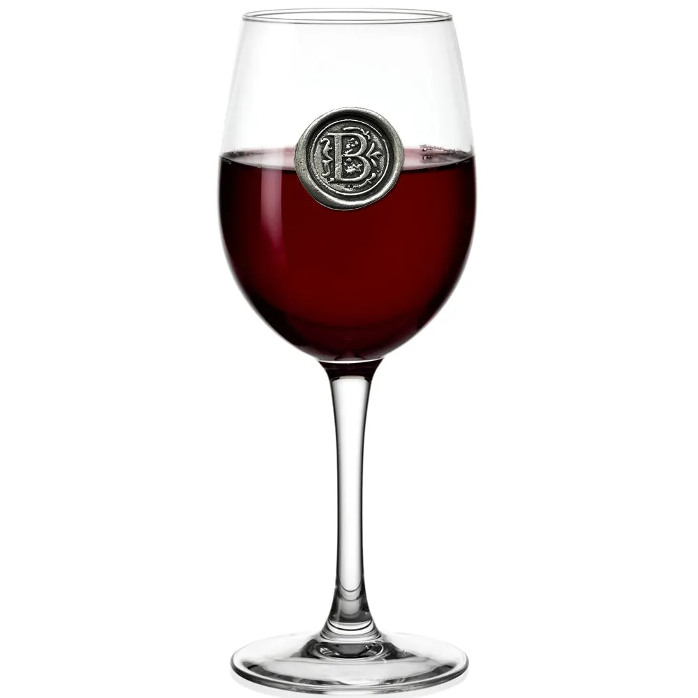 Monogram Wine Glass Personalised Gift With Pewter Initial