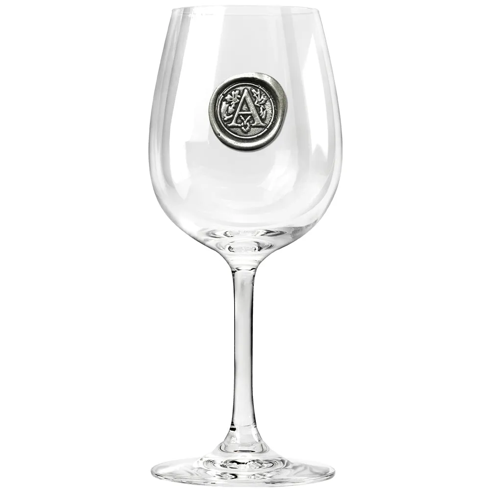 Monogram Wine Glass Personalised Gift With Pewter Initial