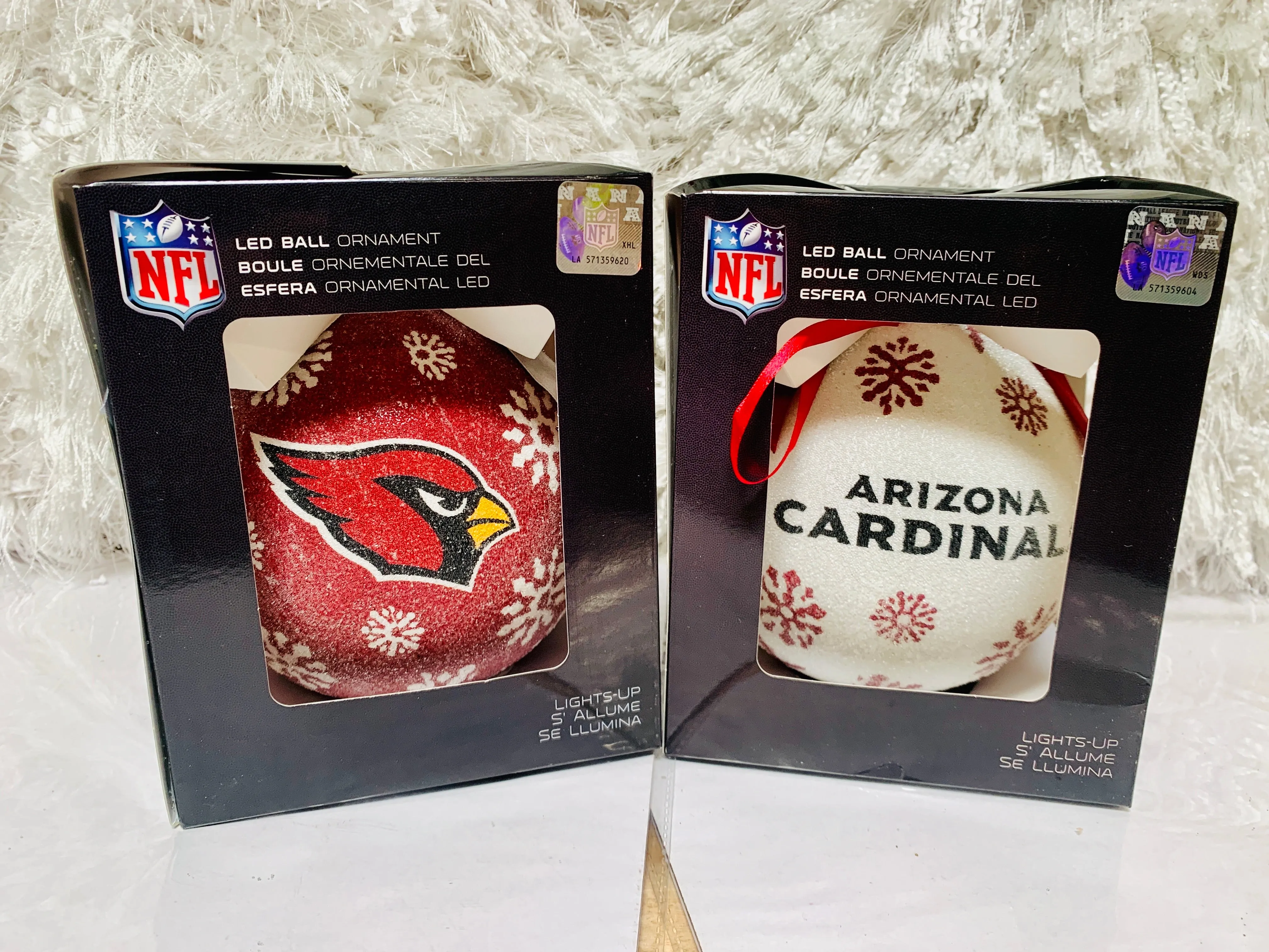 NFL Set of 2 6" Ornaments by Evergreen, Arizona Cardinals,