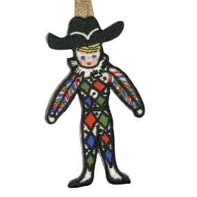 Nutcracker Embroidered Ornament - Harlequin Doll