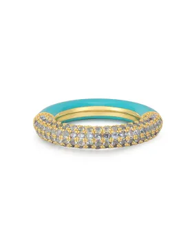 Pave Amalfi Ring- Turquoise- Gold