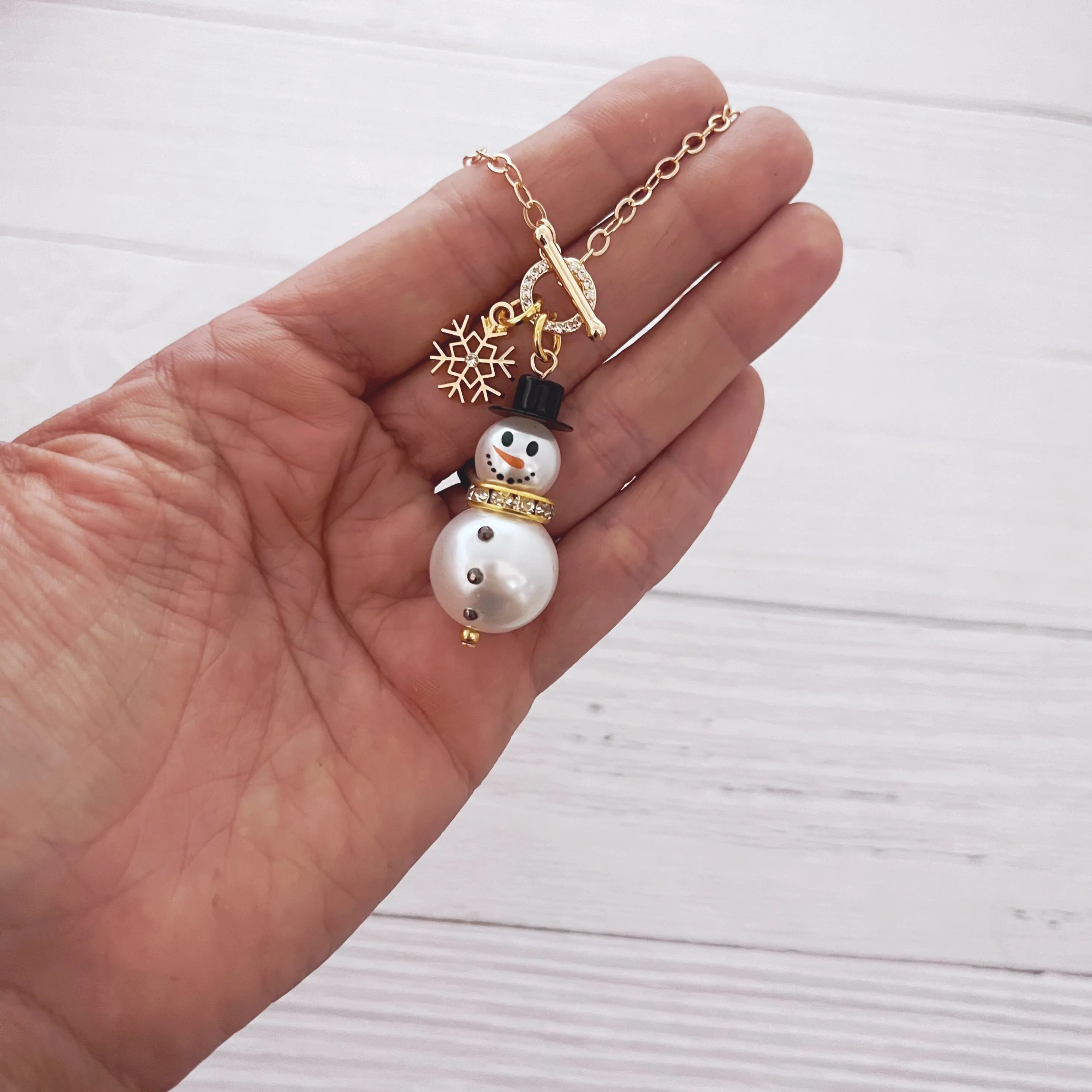 Pearl Snowman Toggle Necklace