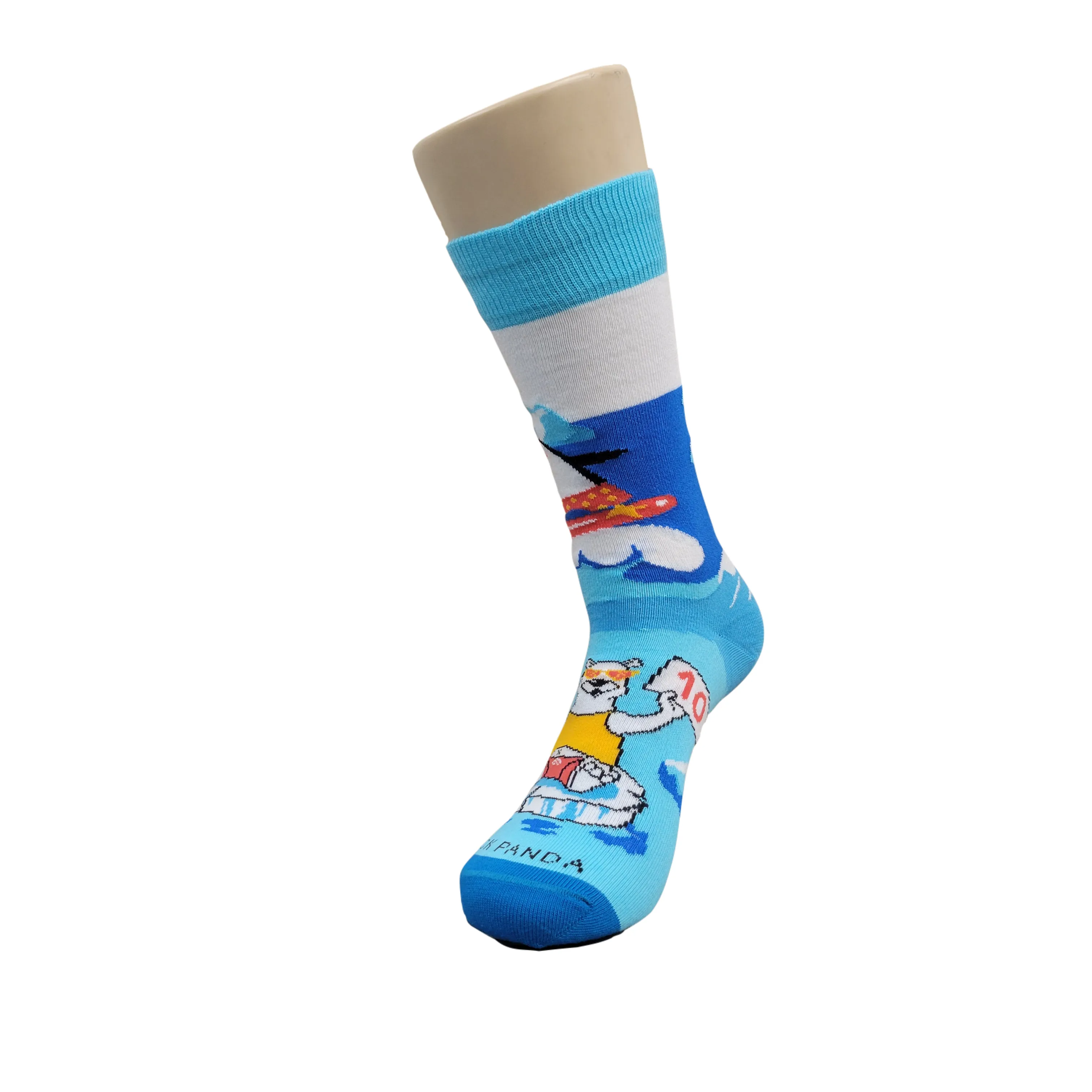 Penguin Surfing with a Cool Polar Bear Socks from the Sock Panda (Adult Small -  Shoe Sizes 2-5)