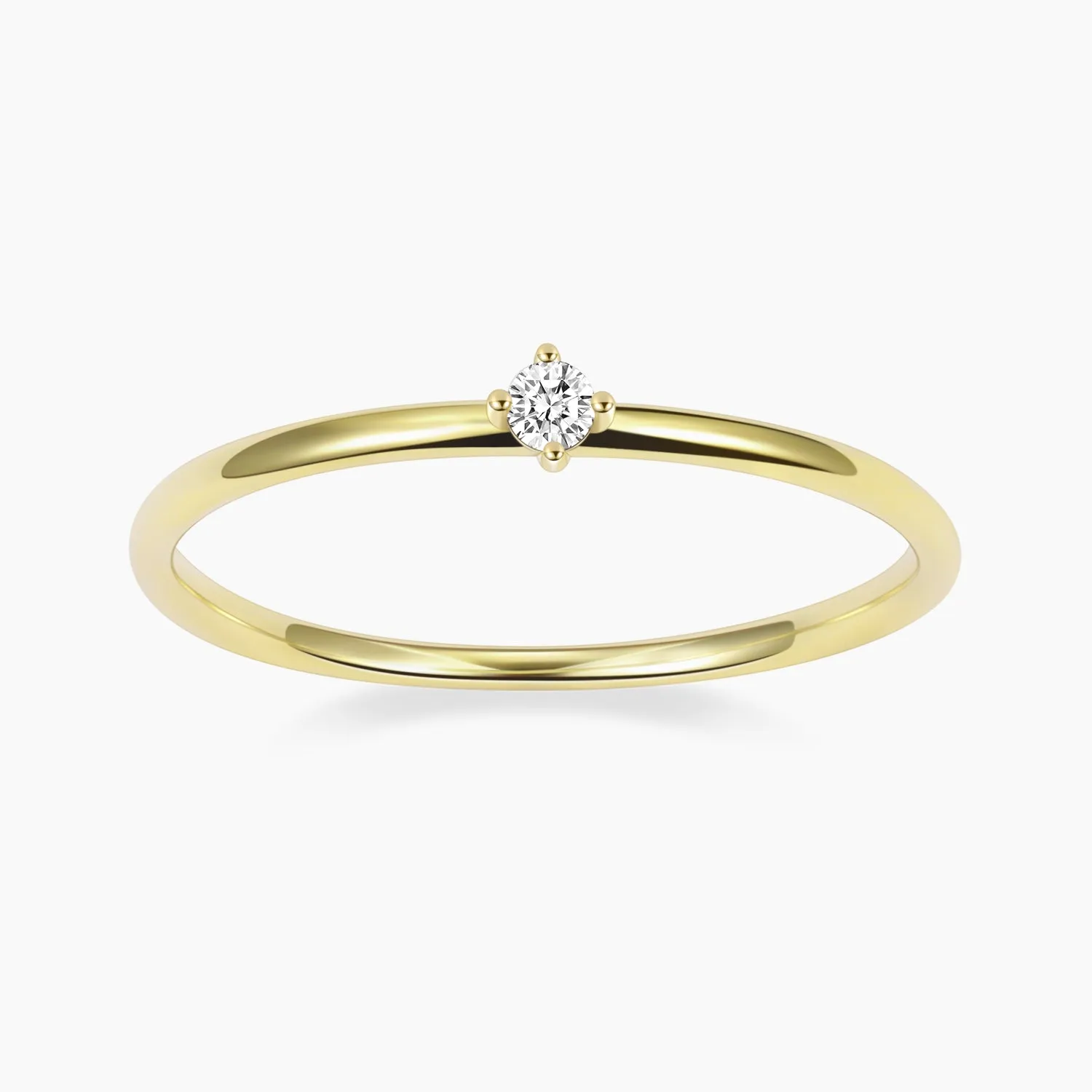 Petite Round Solitaire Moissanite Stone Ring