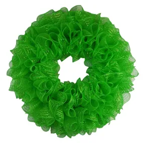 Plain Wreath Base Already Made - Mesh Everyday Wreath to Decorate DIY - Starter Add Bow, Ribbons on Your Own - Premade (Metallic Lime Green)