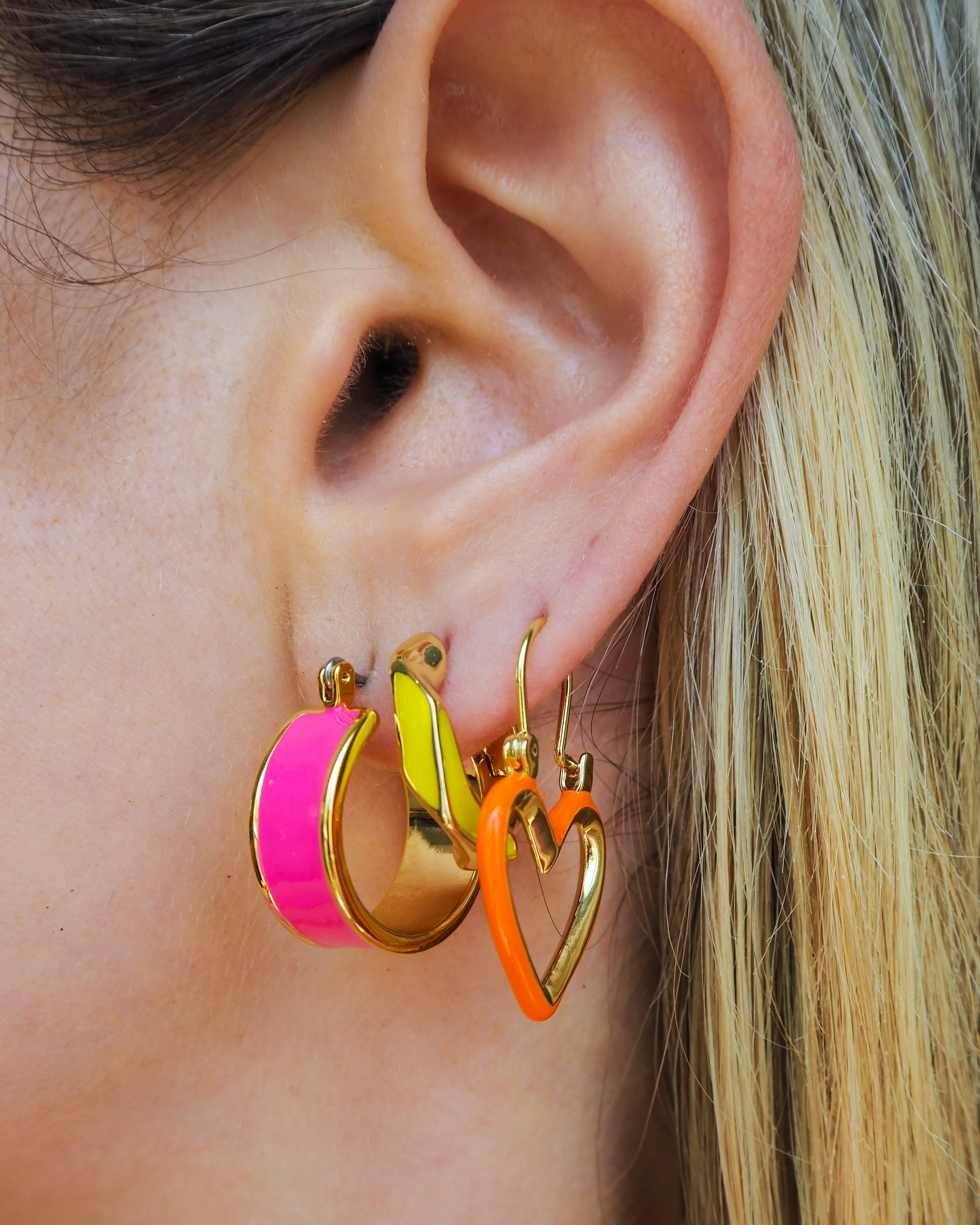 Positano Hoops- Hot Pink- Gold