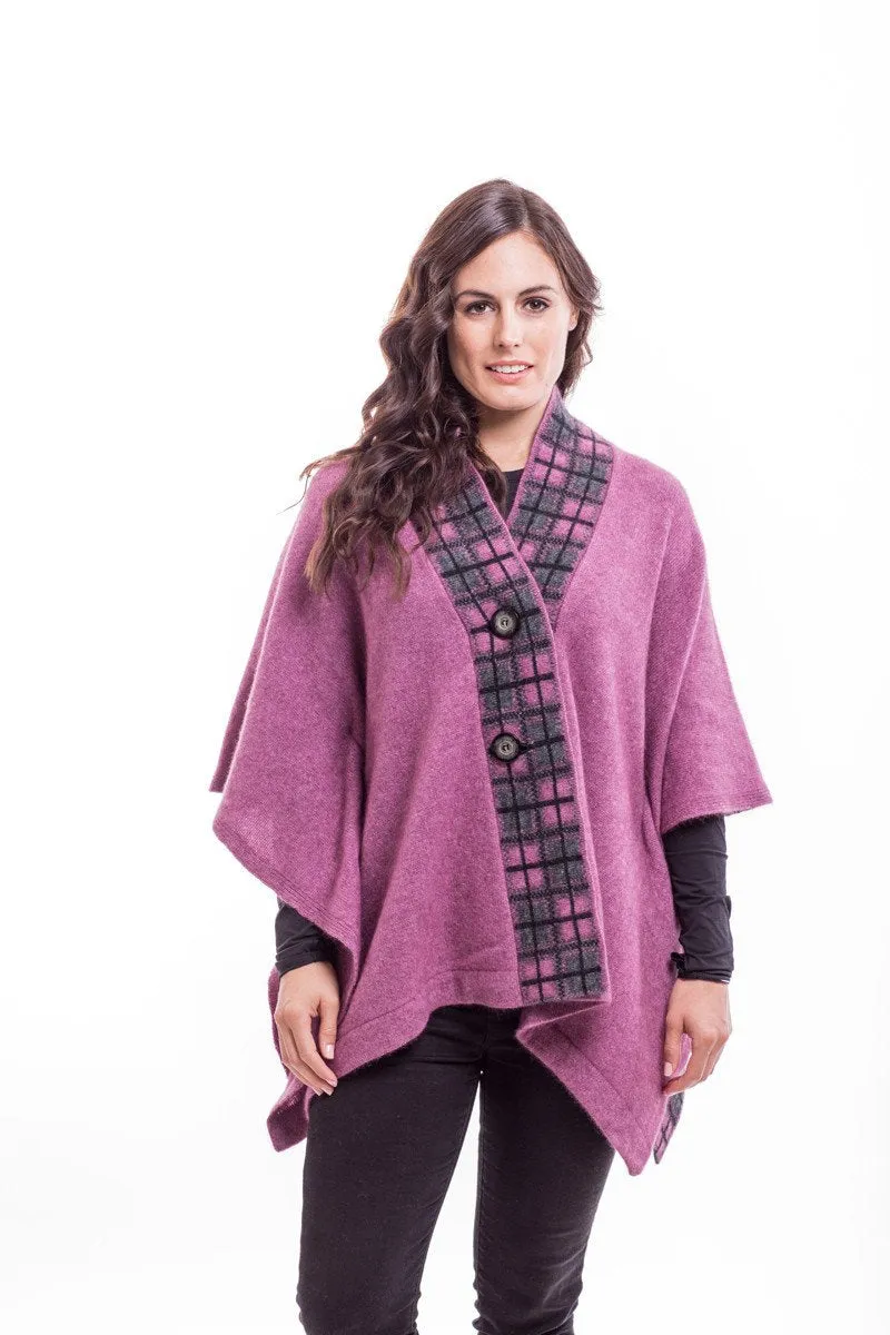 Possum Merino Tartan Cape with buttons