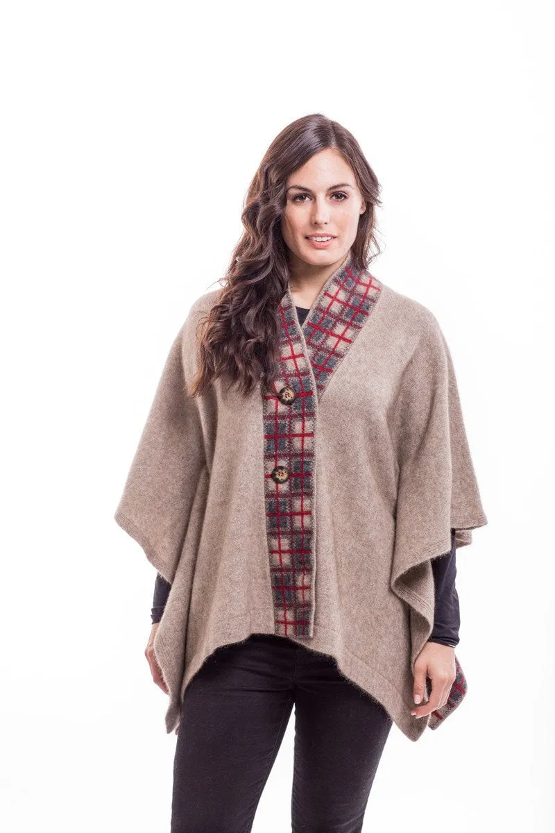 Possum Merino Tartan Cape with buttons