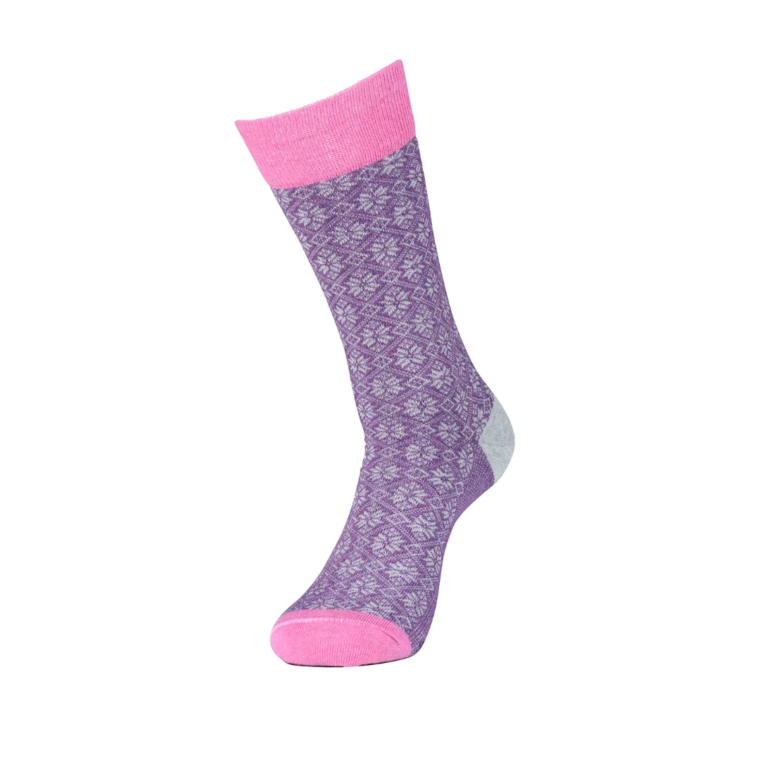 Purple Snowflake Pattern Socks (Adult Medium - Women's Shoe Sizes 5-10)