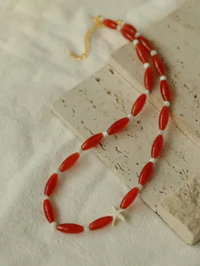 Red Onyx Starfish Beaded Necklace