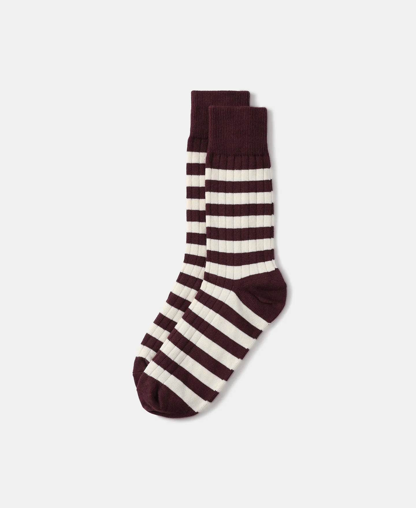 Retro Striped Cotton Socks - Red/White