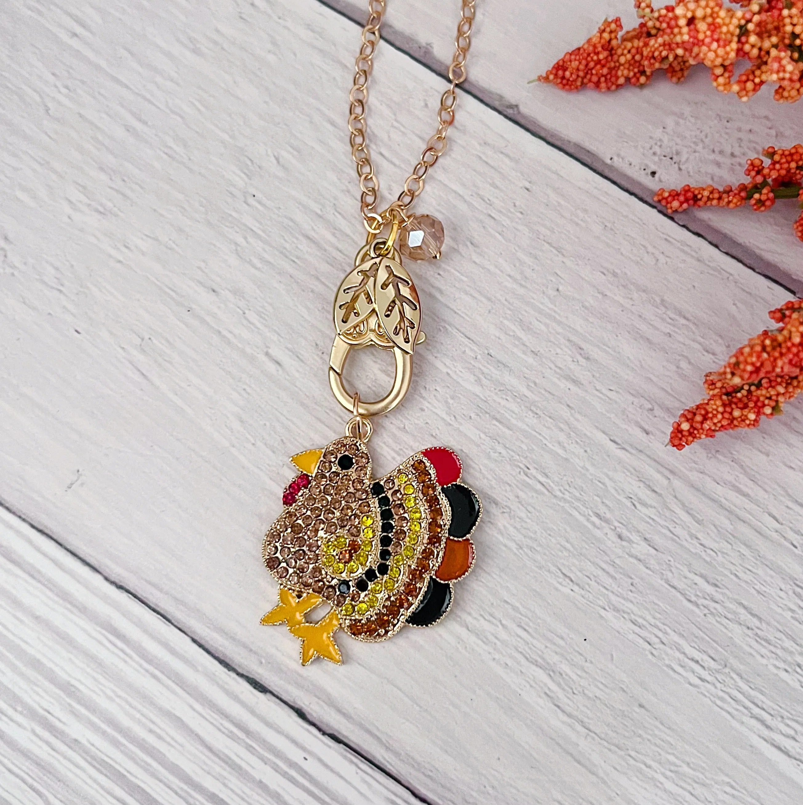 Rhinestone Turkey Necklace