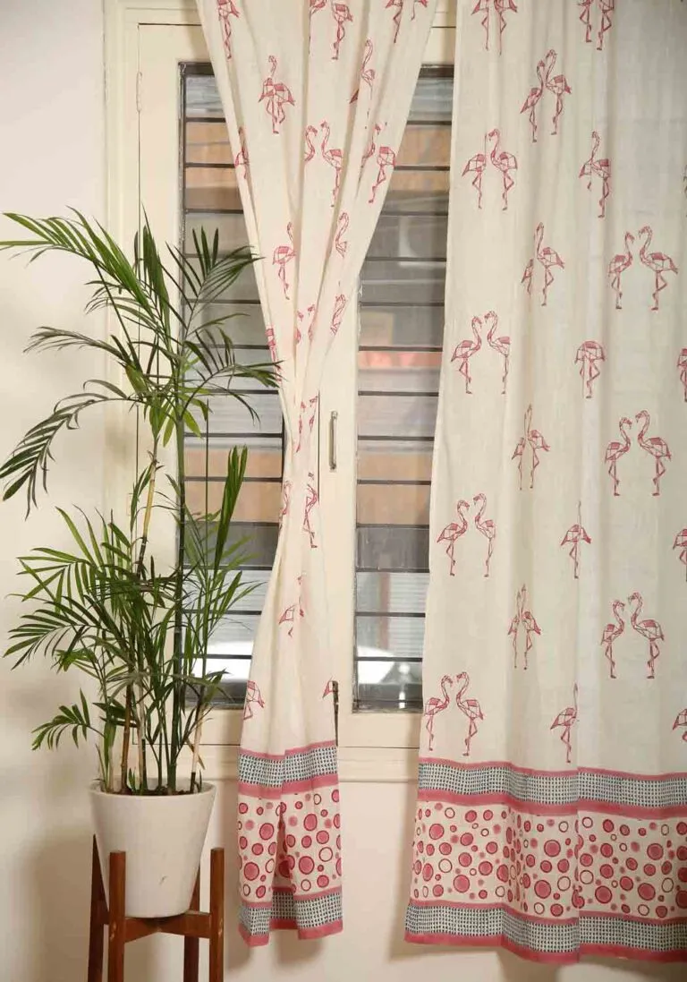 Rosalia Hand Block Print Cotton Curtain