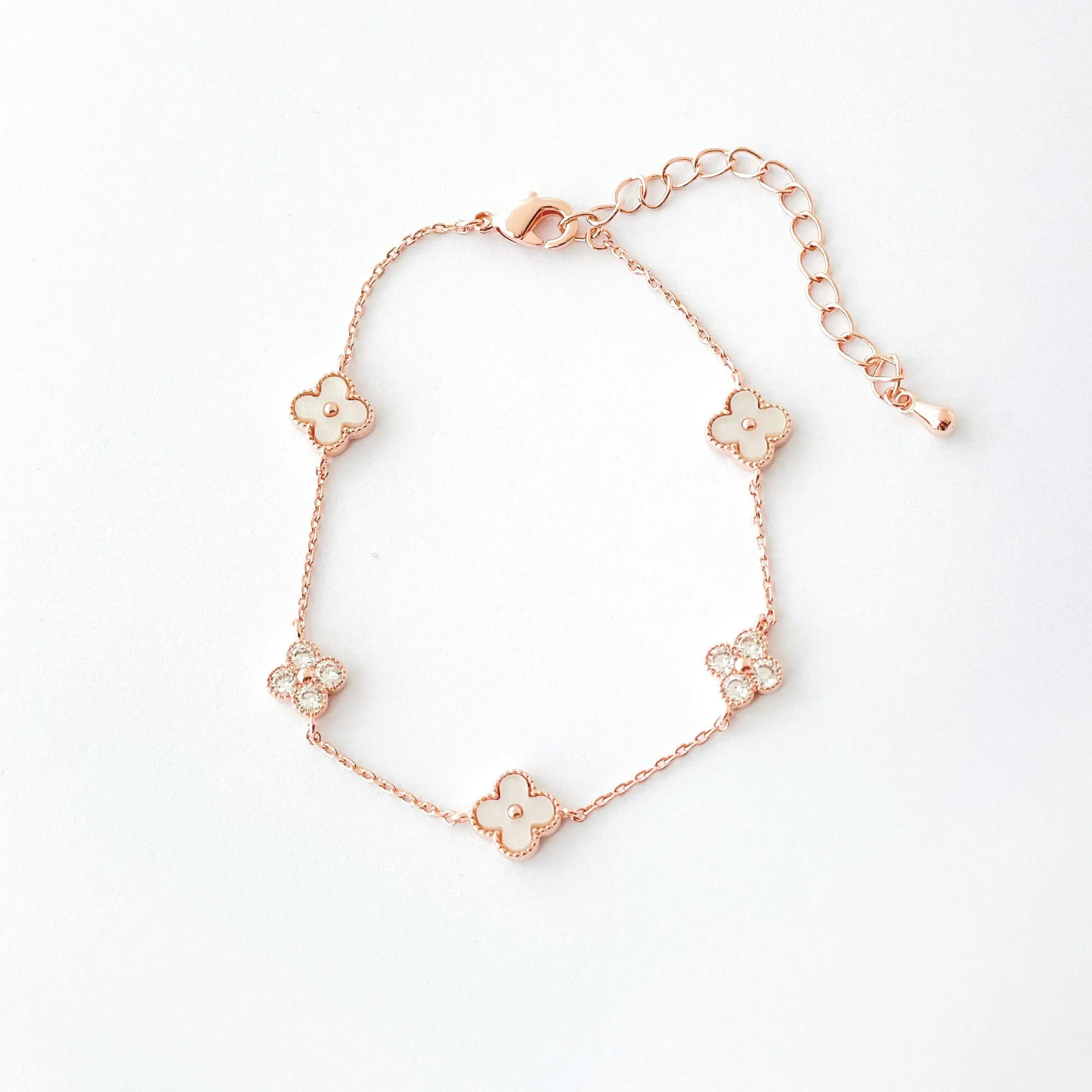 Rose Gold Vanya Diamond Clover Bracelet