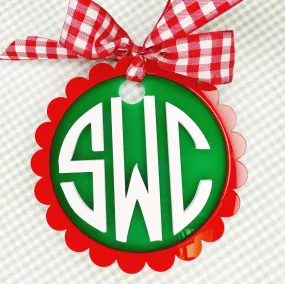 Scalloped Monogram Christmas Ornament