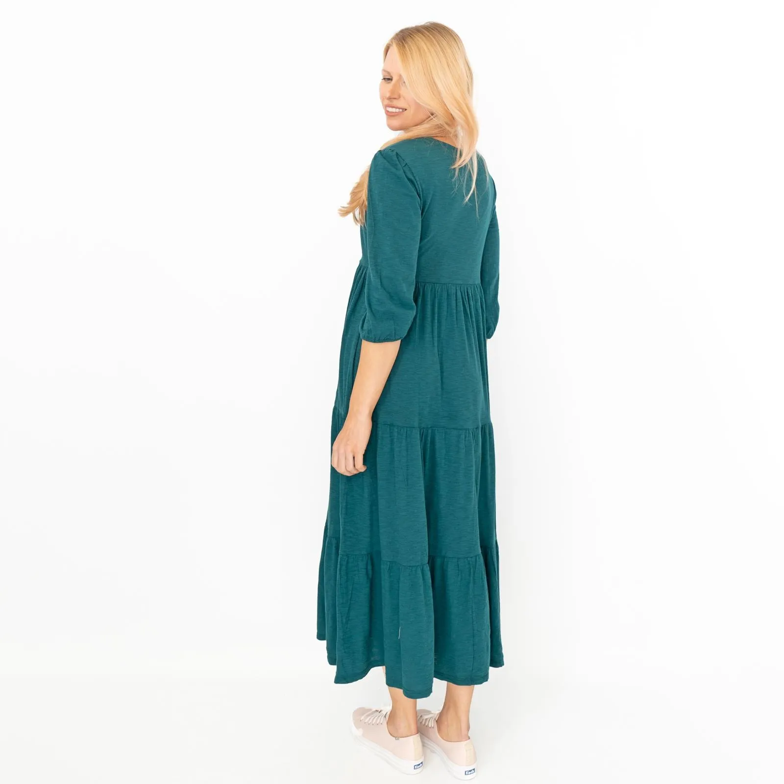 Seasalt Sky Branch Green Teal Jersey Midi Dress