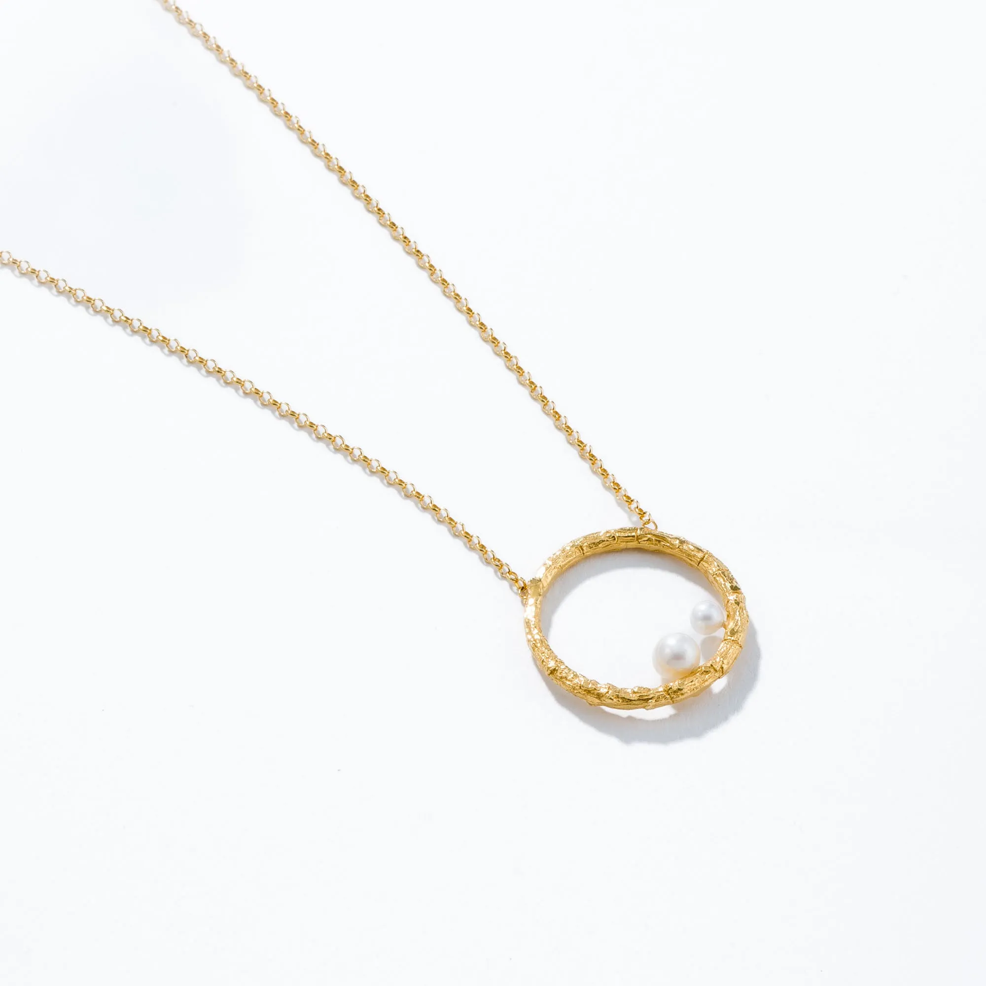 Small branch hoop with pearls - sparkling necklace - silver 925 - gold plated