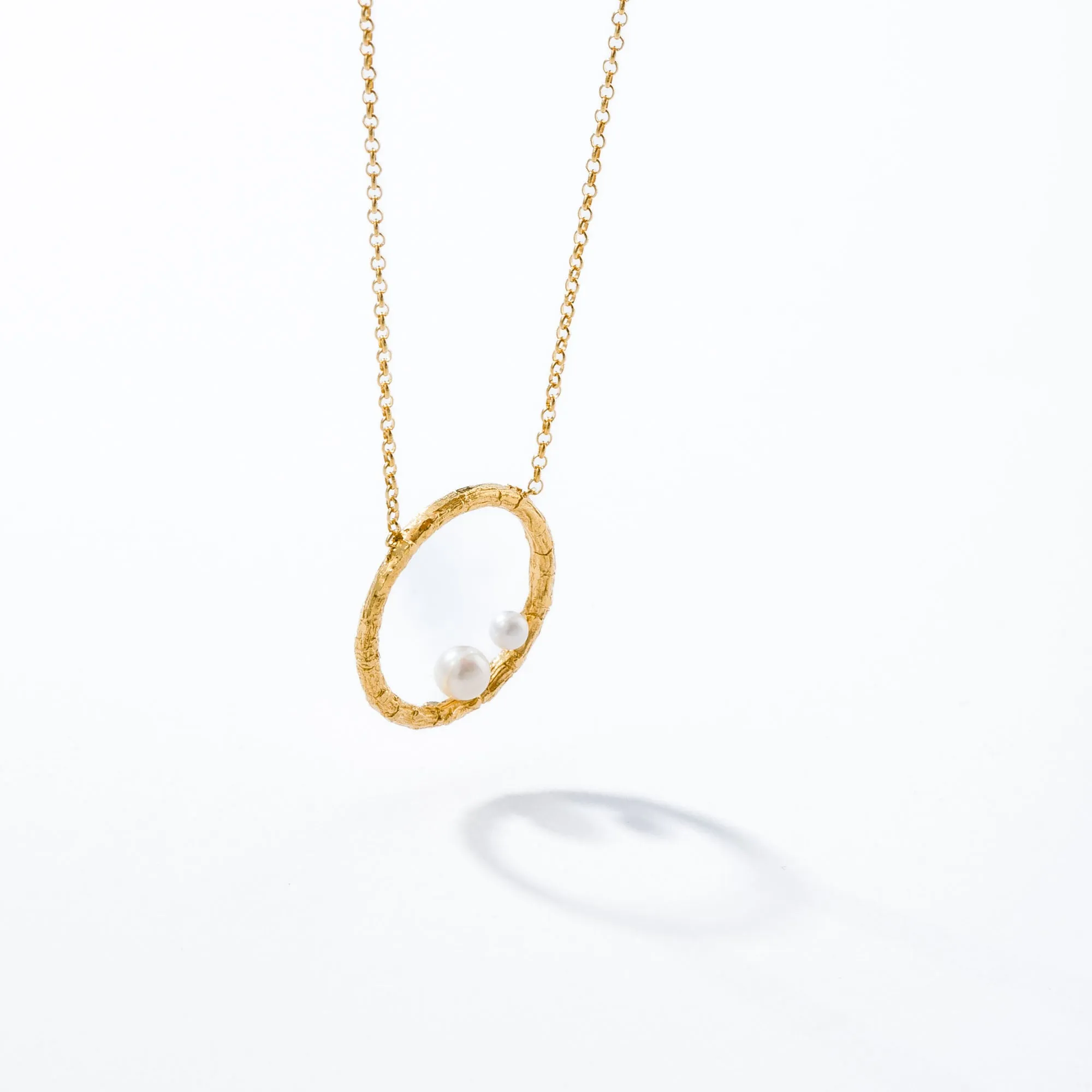 Small branch hoop with pearls - sparkling necklace - silver 925 - gold plated