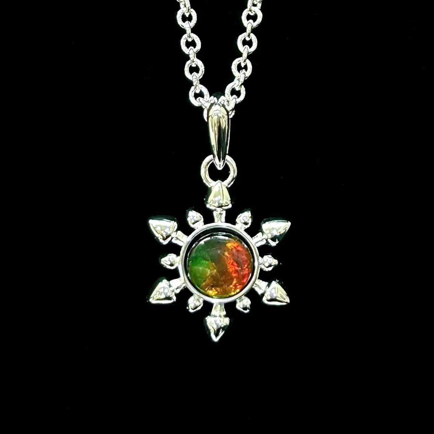 Snowflake Pendant - Ammolite Silver Plated Pendant