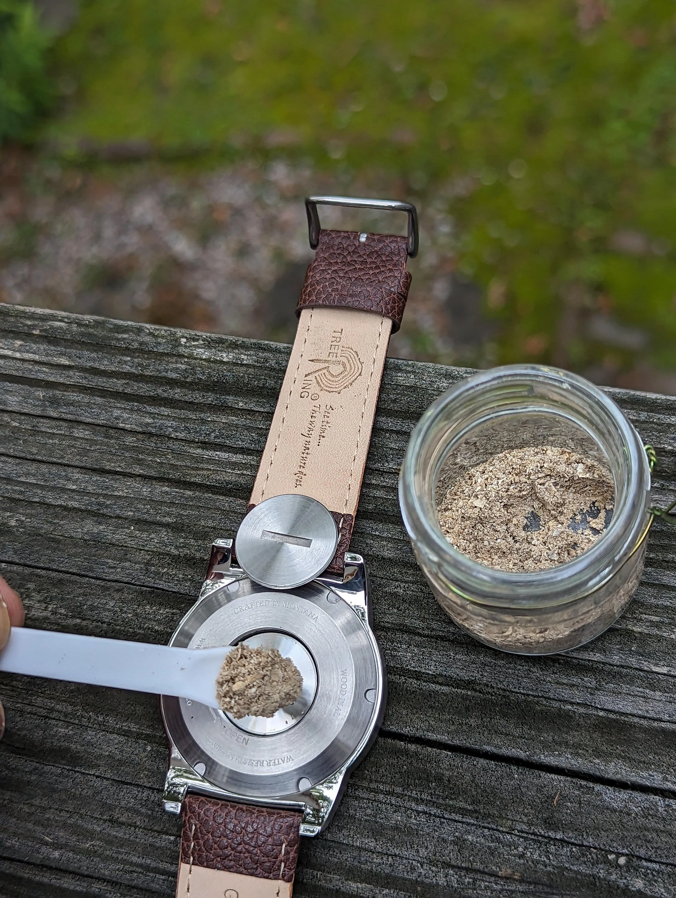 Tree Ring Urn Watch w/ Mother of Pearl Inlay