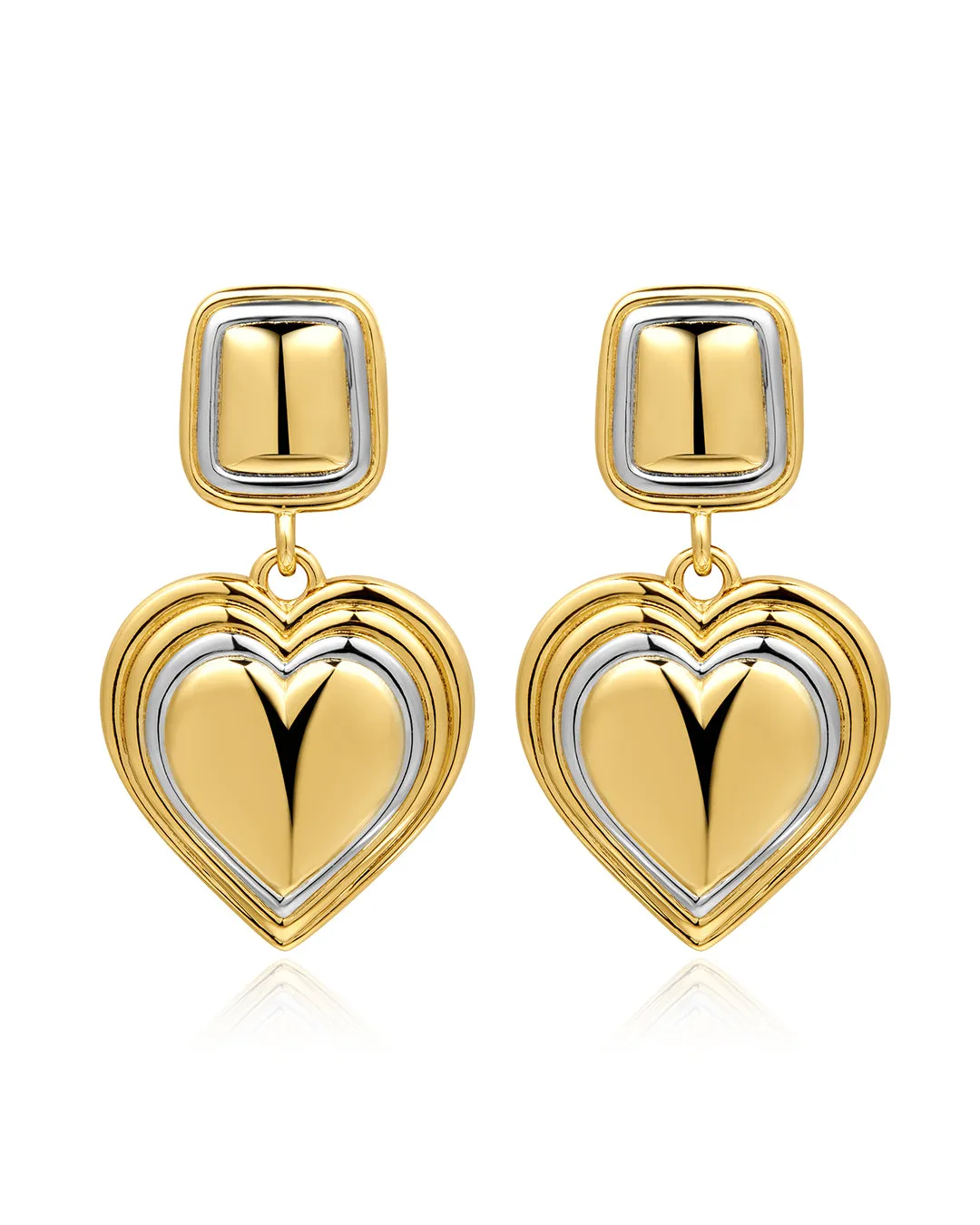 Two-Tone Heart Earrings