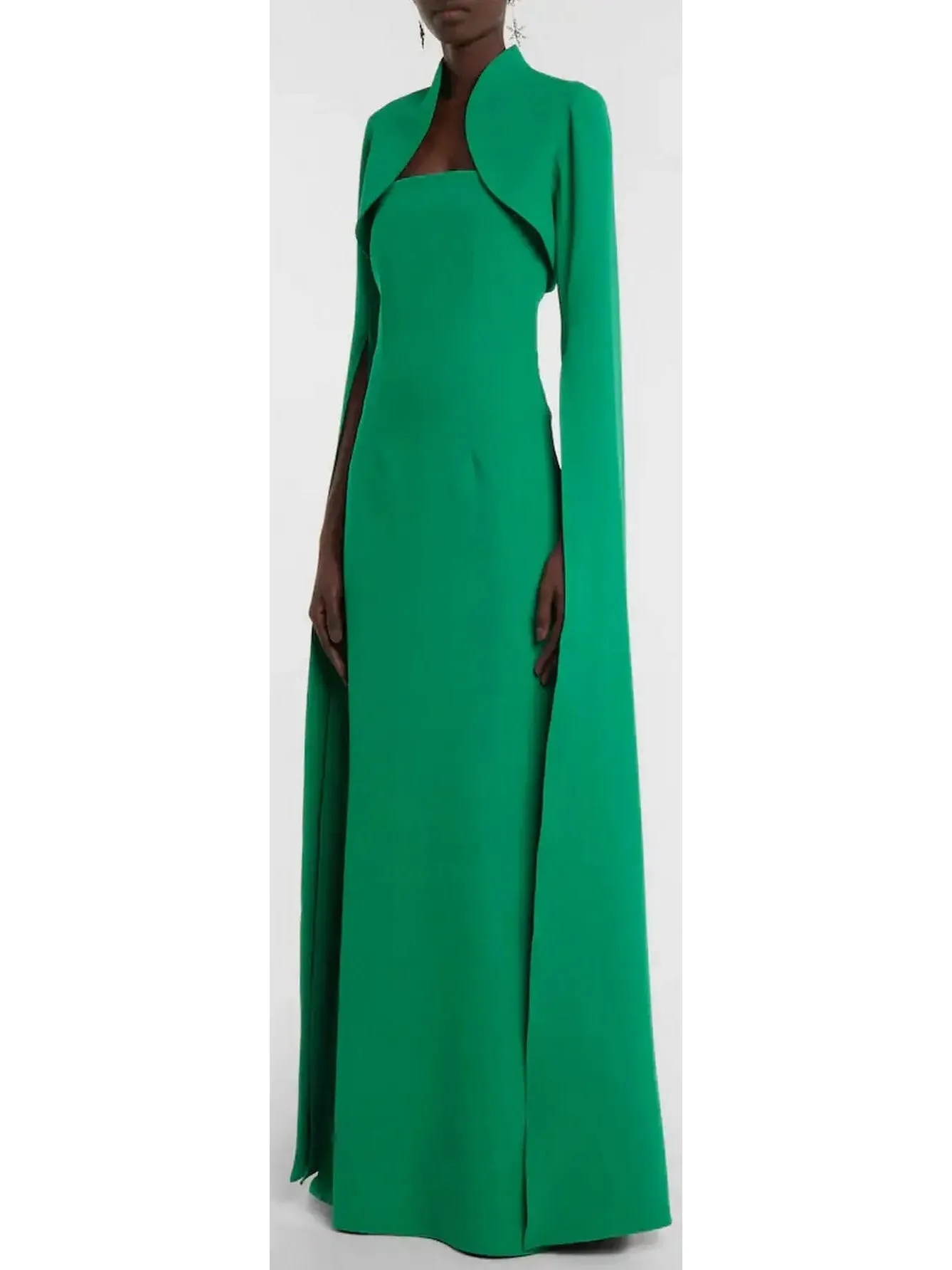 Women’s Crepe Cape Gown in Green