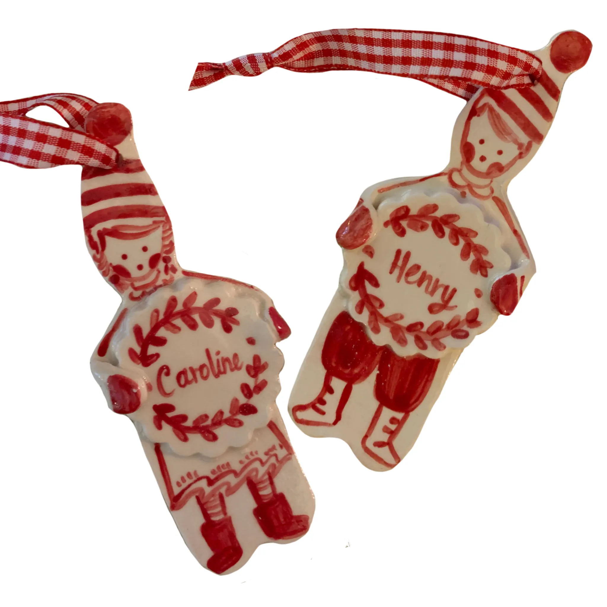 Wreath Boy Ornament - Red